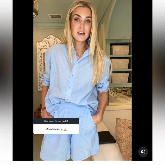 Julia Amory Blue Oxford Cabana Shorts Small New With Tags! - Picture 9 of 13